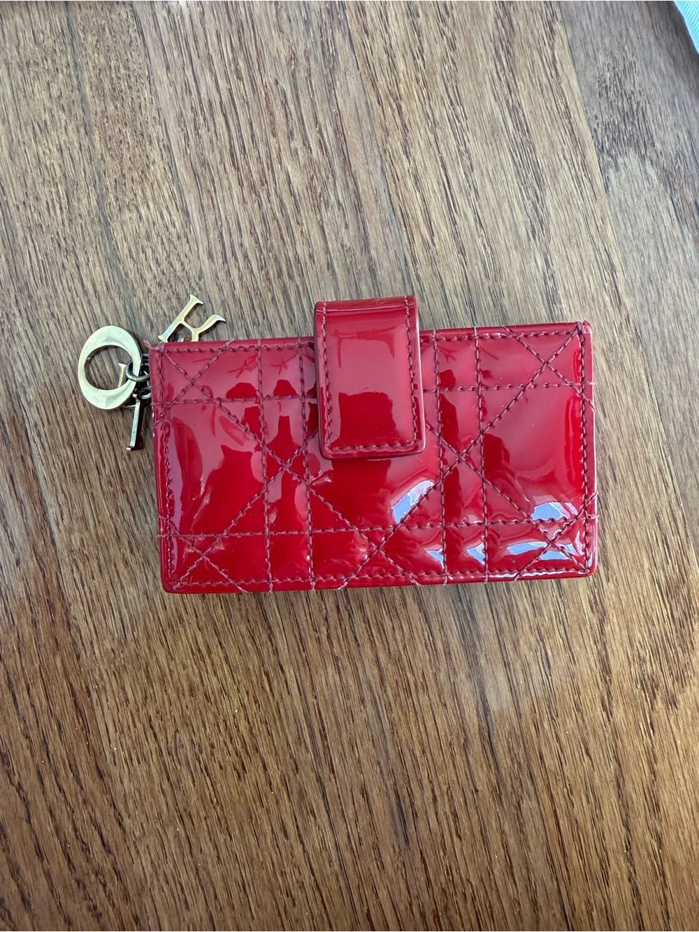 Dior Red Patent Leather Card Holder Wallet